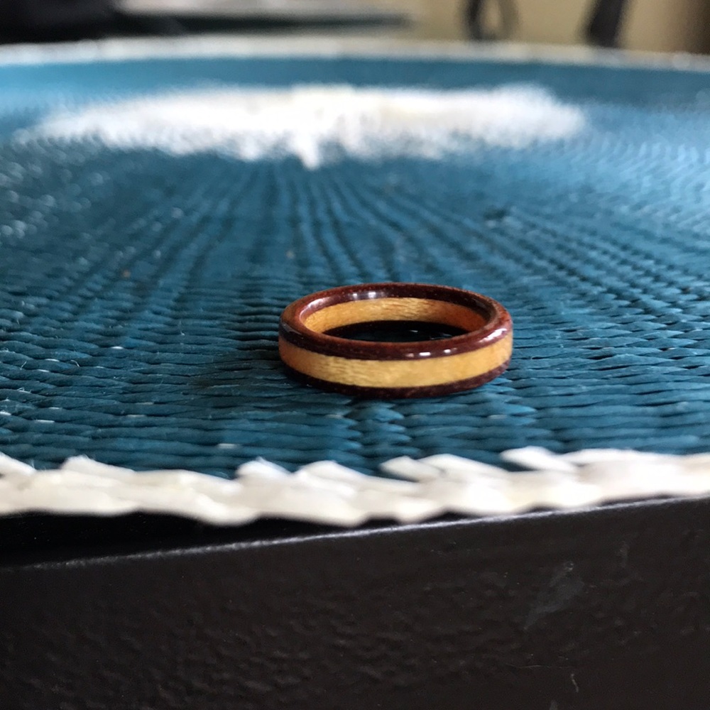 Two-toned handmade wood ring